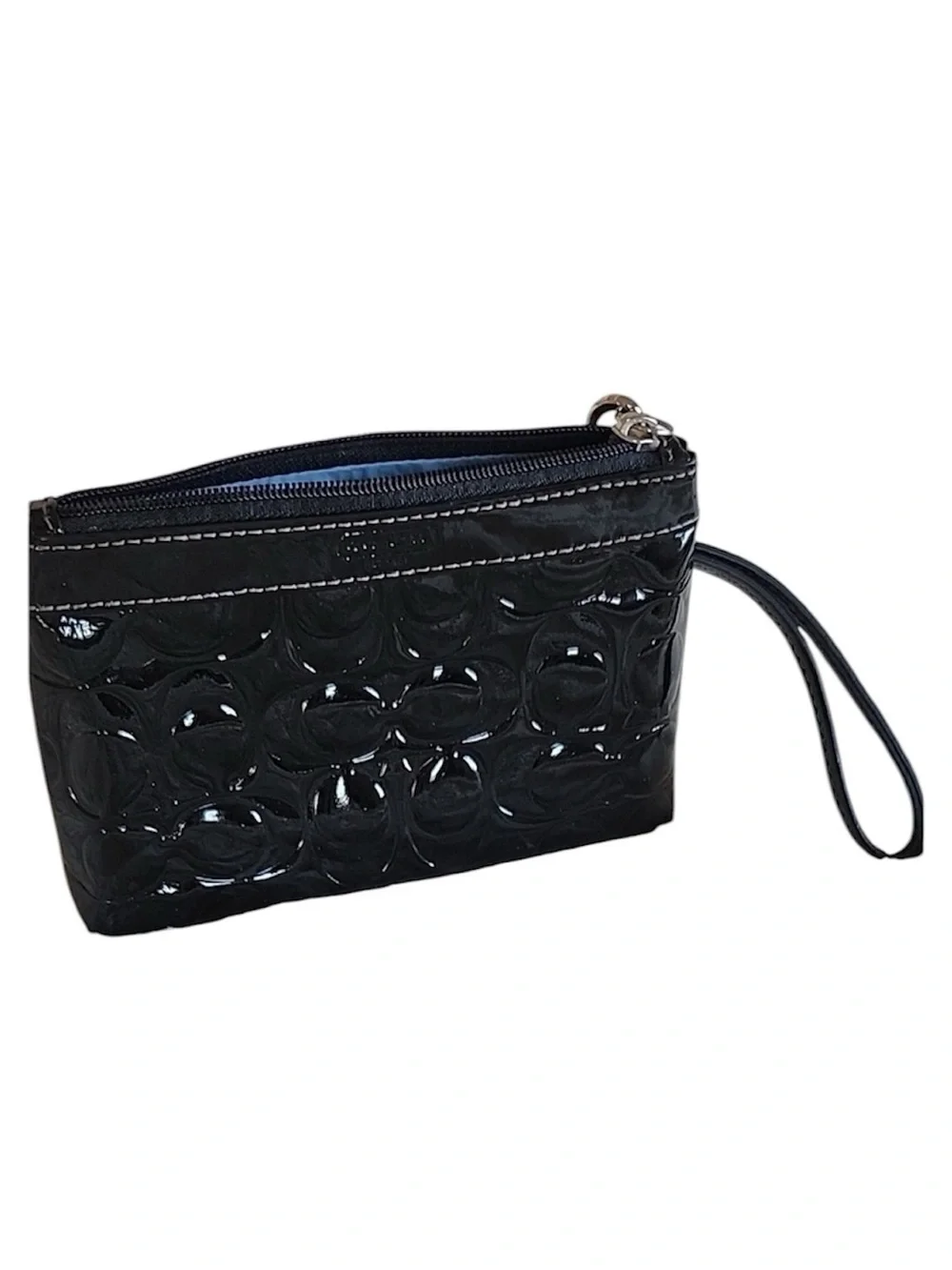 Coach Black Patent Leather Signature Wristlet